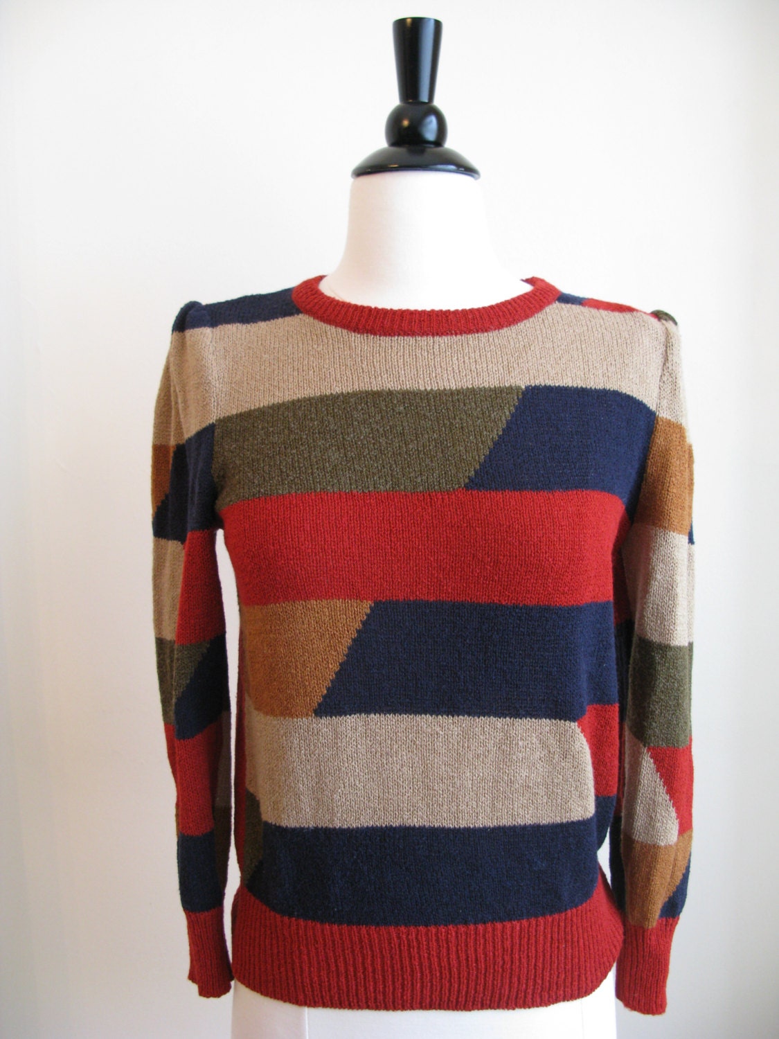 70s Geometric Colour Block Sweater