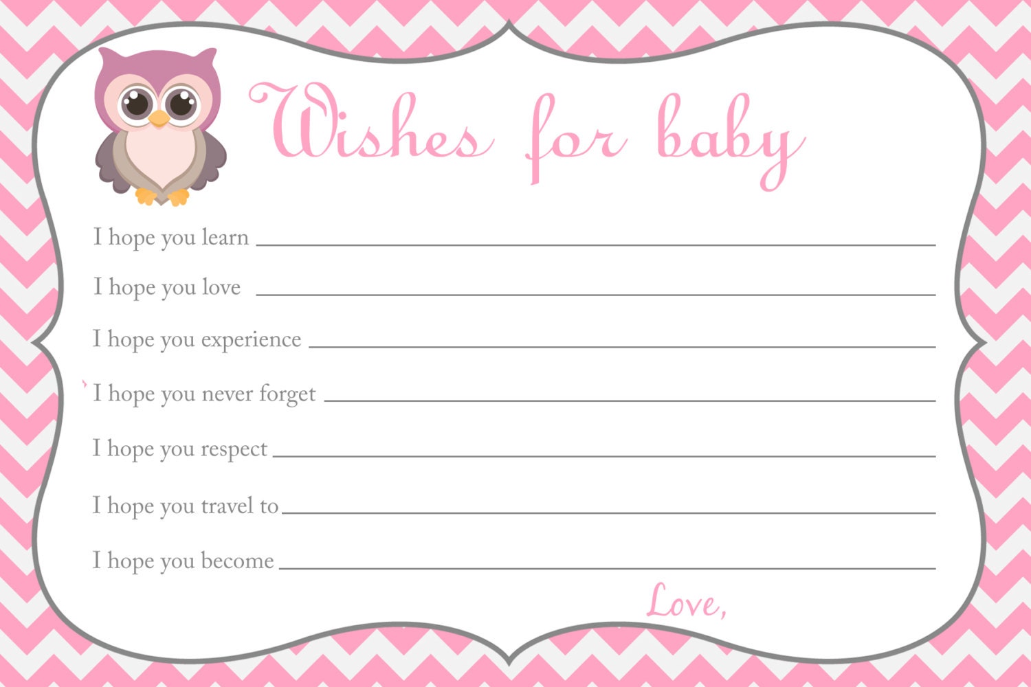 Printable Chevron Baby Shower Wishes for Baby