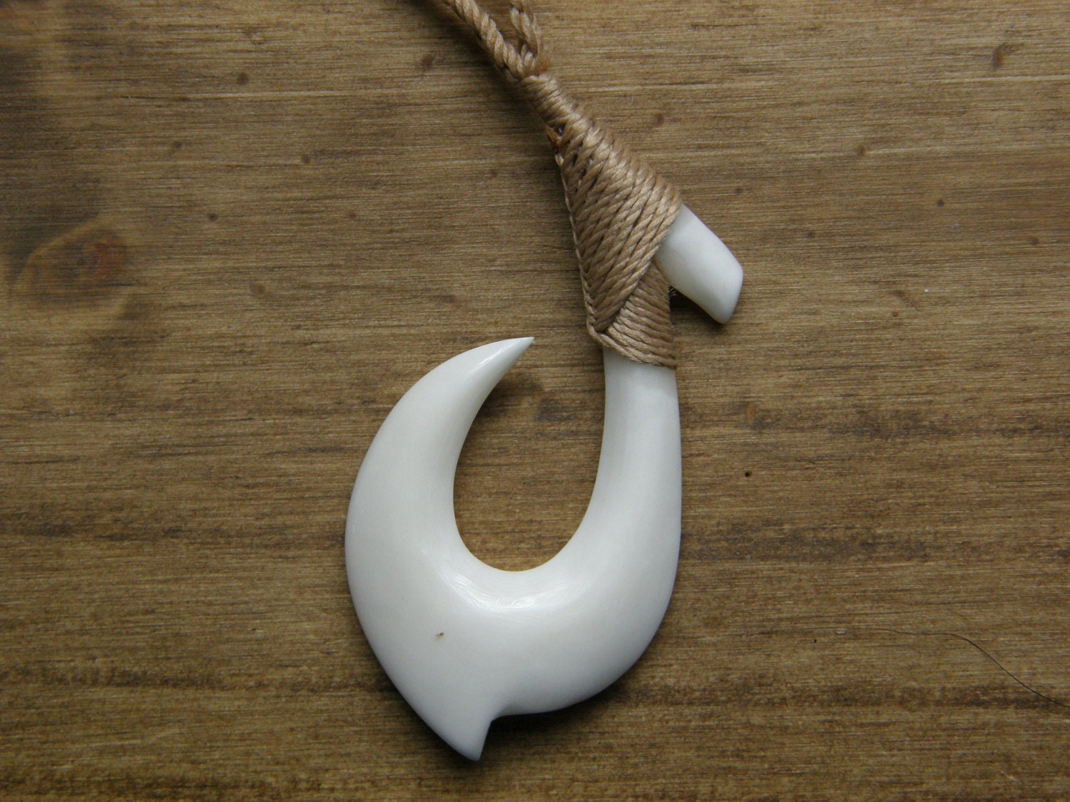 Hei Matau Fish hook hand carved Maori pendant necklace