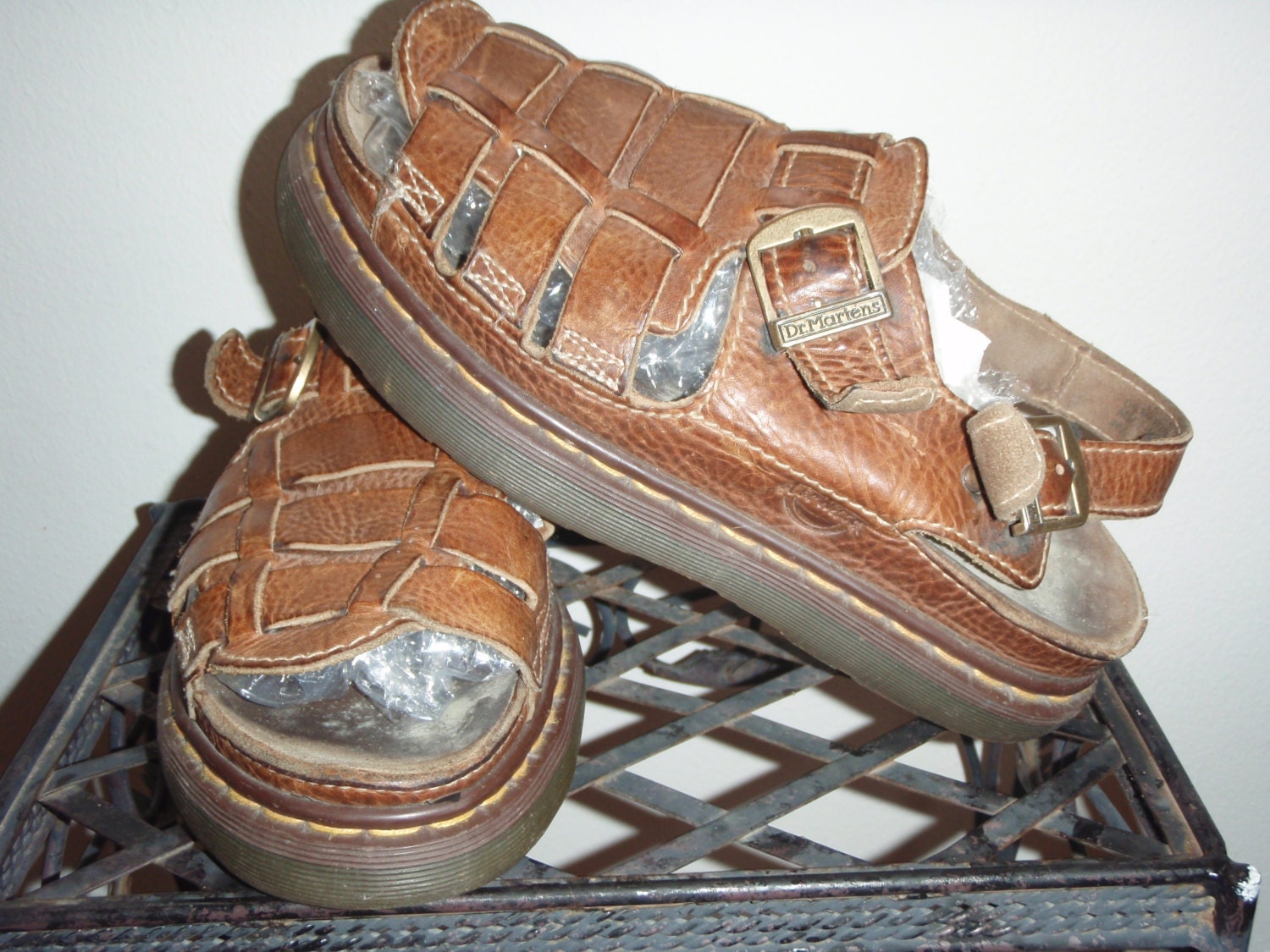 Vintage 90s Dr Martens heavy duty leather sandals woven style size 12