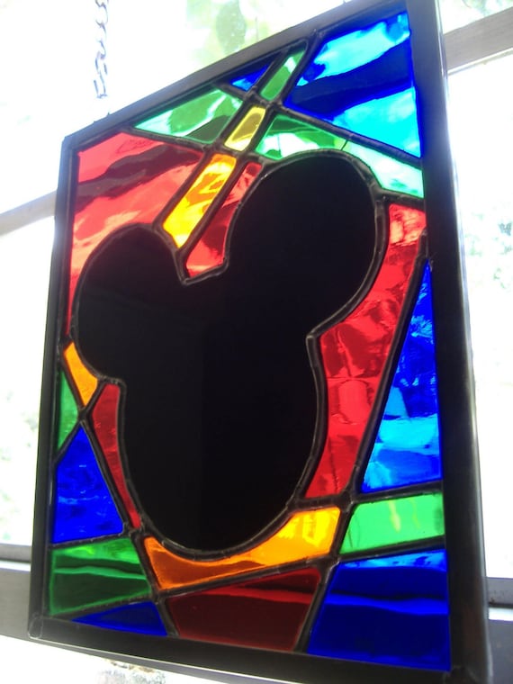 Mickey Mouse Stained Glass Panel