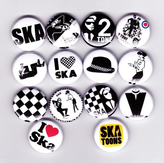 SKA badges set of 14 two tone mod reggae trojan punk fred