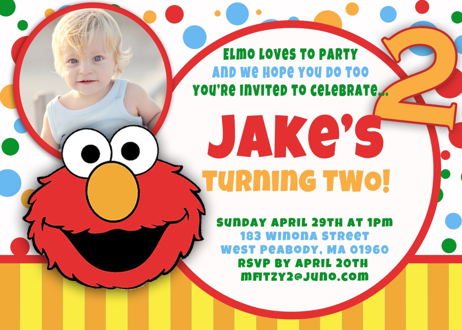 Elmo Birthday Party Invitations Personalized 2