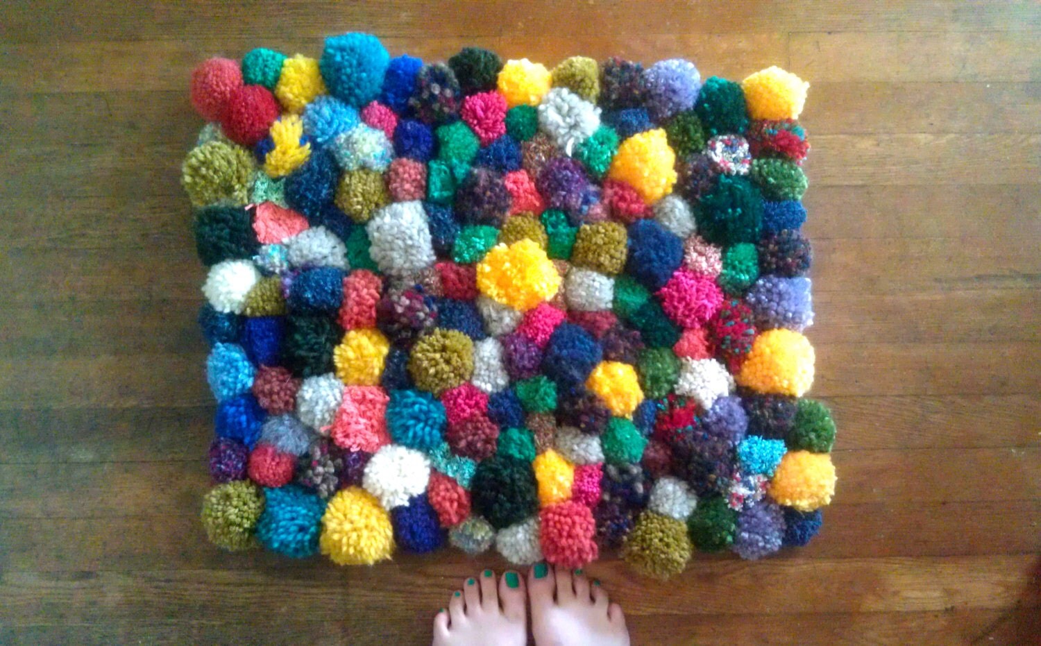 etsy pom rug pom Pom Colorful Rug on by BrownFinches Etsy Pom