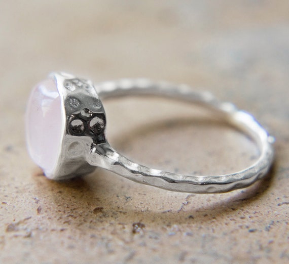 Rose Quartz Ring with Textured Sterling Silver