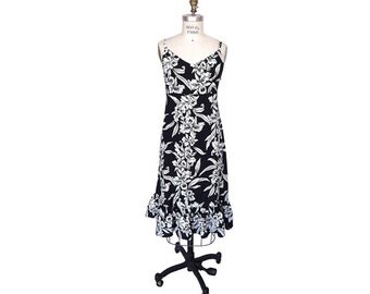 Hawaiian Sun Dress - Ruffle Bottom - Black