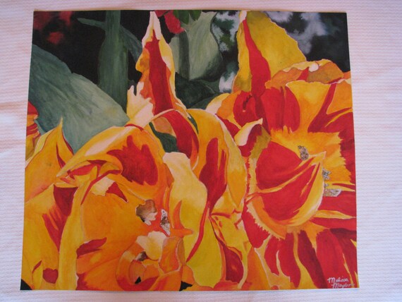 Original Watercolor painting "FireFlowers"