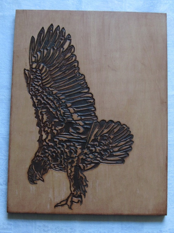 Items similar to Handmade Carved Wood Swooping Bird of Prey Wall ...