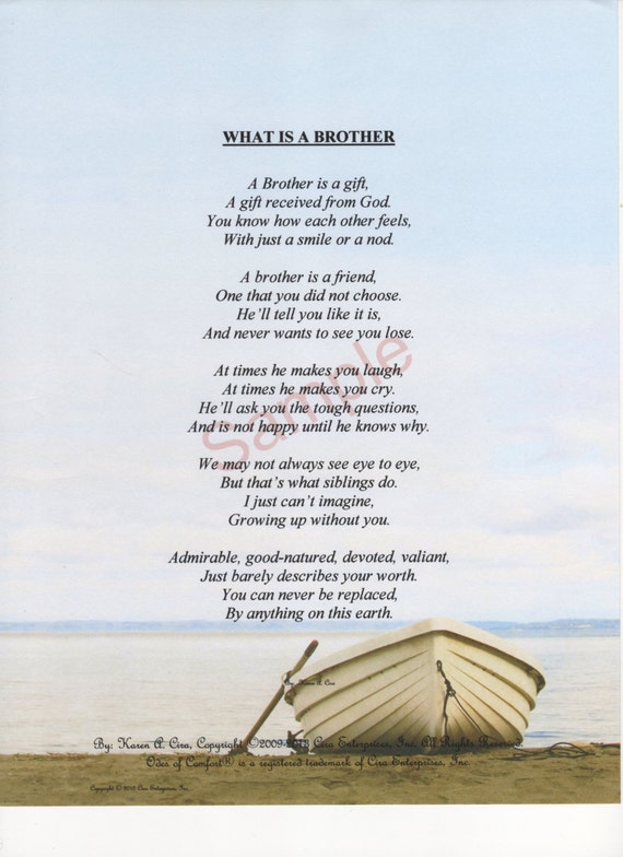 Five Stanza What Is A Brother Poem shown on