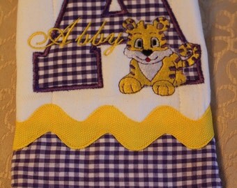 LSU Baby, LSU Burp Cloth, LSU Tigers, Tiger, Clemson, Clemson Baby, Tiger Baby, Burp Cloth, Personalized Burp Cloth, Baby Boy, Baby Girl