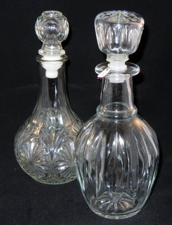 Vintage Glass Decanters Decanter Set of two Star Design 1950s