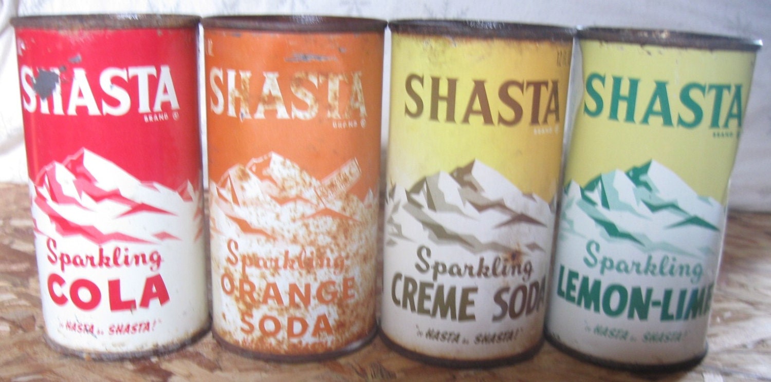 Lot of 4 vintage Shasta flat top soda cans