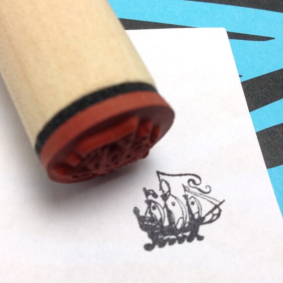 Pirate Ship Rubber Stamp Nautical Tattoo