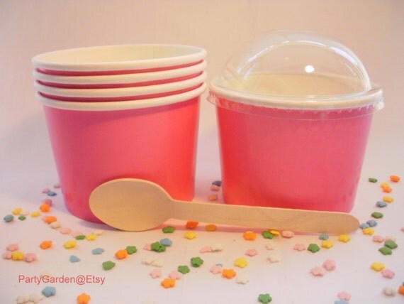 12 Hot Pink Ice Cream Cups - Medium with DIY Labels Il_570xn