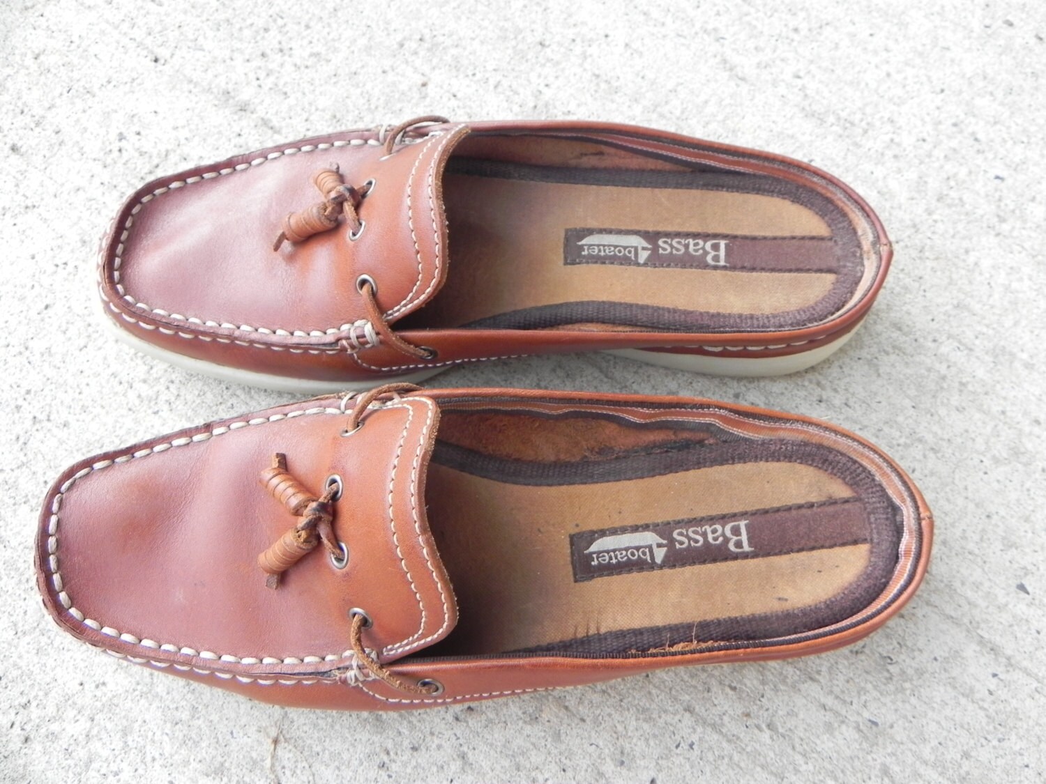 Sale Vintage Bass Boat Shoes Leather Boaters Docksiders