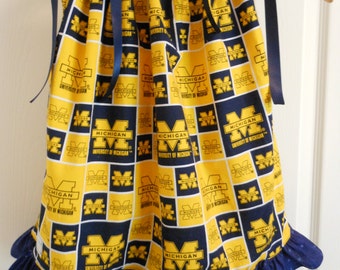 Michigan Wolverines Pillowcase Dress Size 0-5T