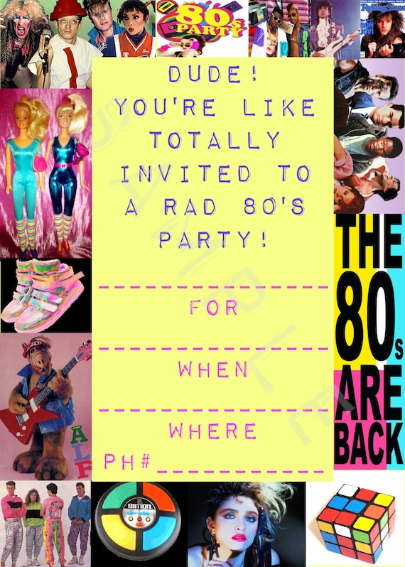 Items similar to Blank 80'S Costume Party Invitations Instant Download