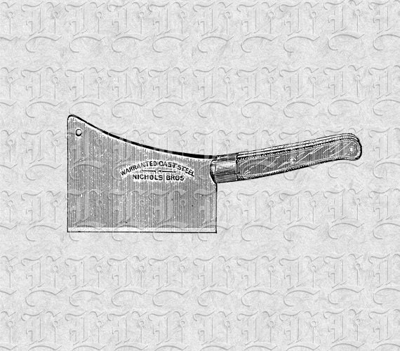 Butcher Kitchen Utensils Knife Vintage Clip Art Illustrations
