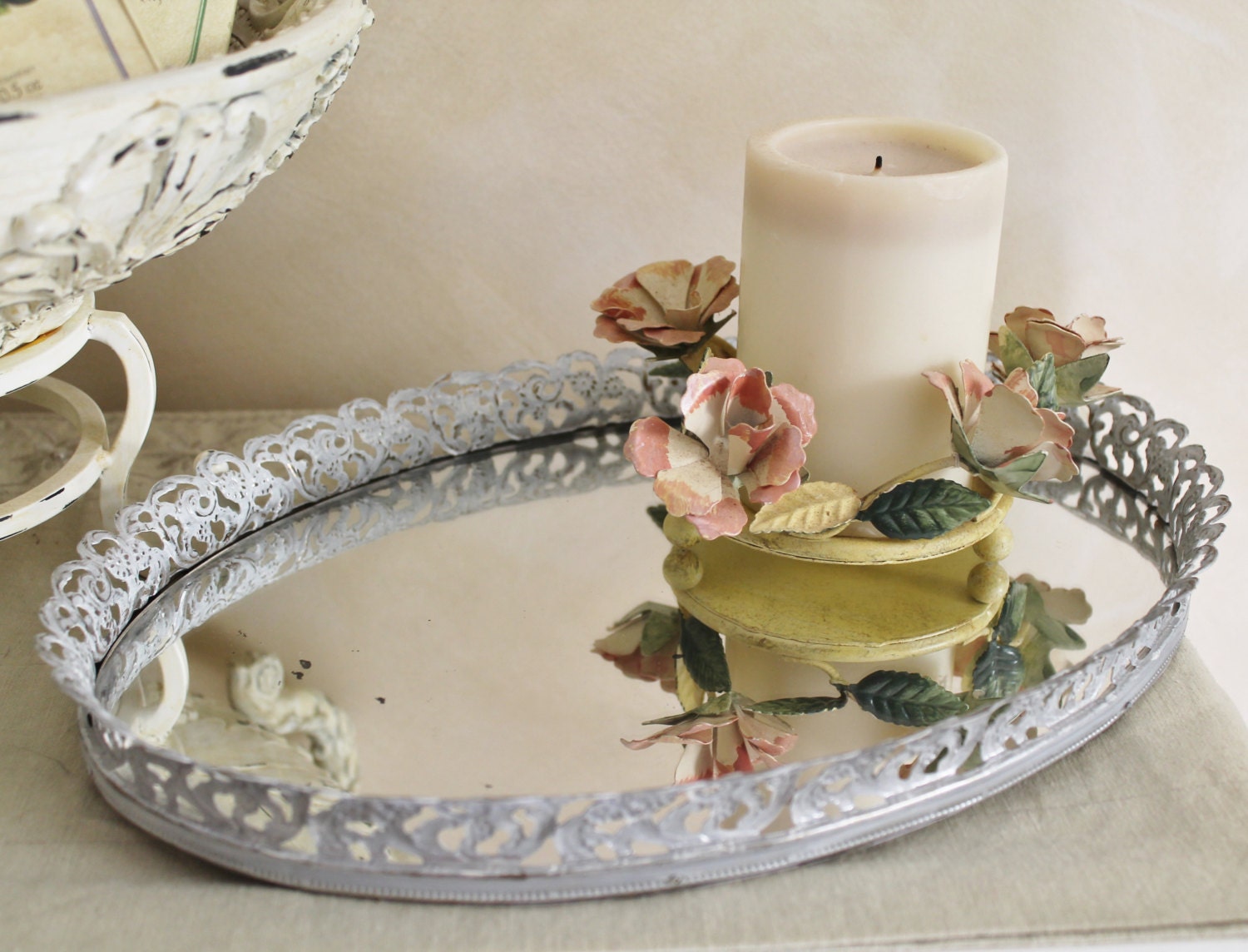 Vintage Mirror Mirror Tray Painted Tray by StarlilyDesignStudio