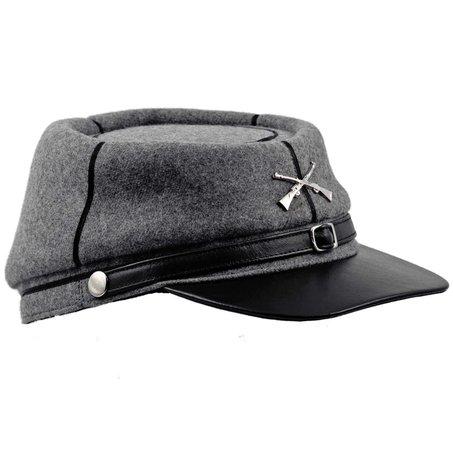 American Civil War cap kepi style replica with black leather