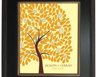 Personalized Print Art Print, 146 guest sign in - Custom Tree Art Print Modern Guest Book Alternative, Signature tree, 20x24 - 127