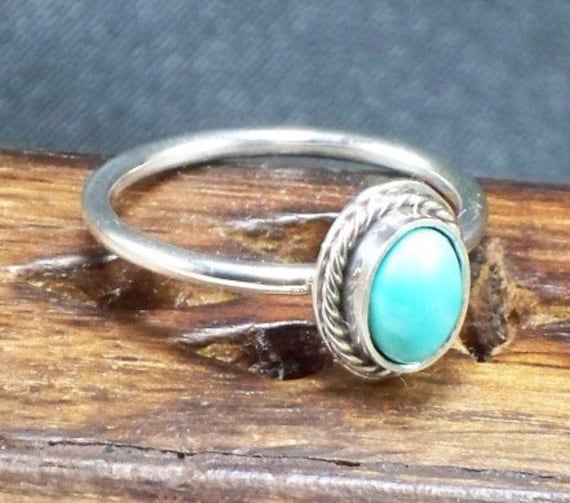 Oval turquoise stacking ring/ Stacking turquoise by ZSRJewelry
