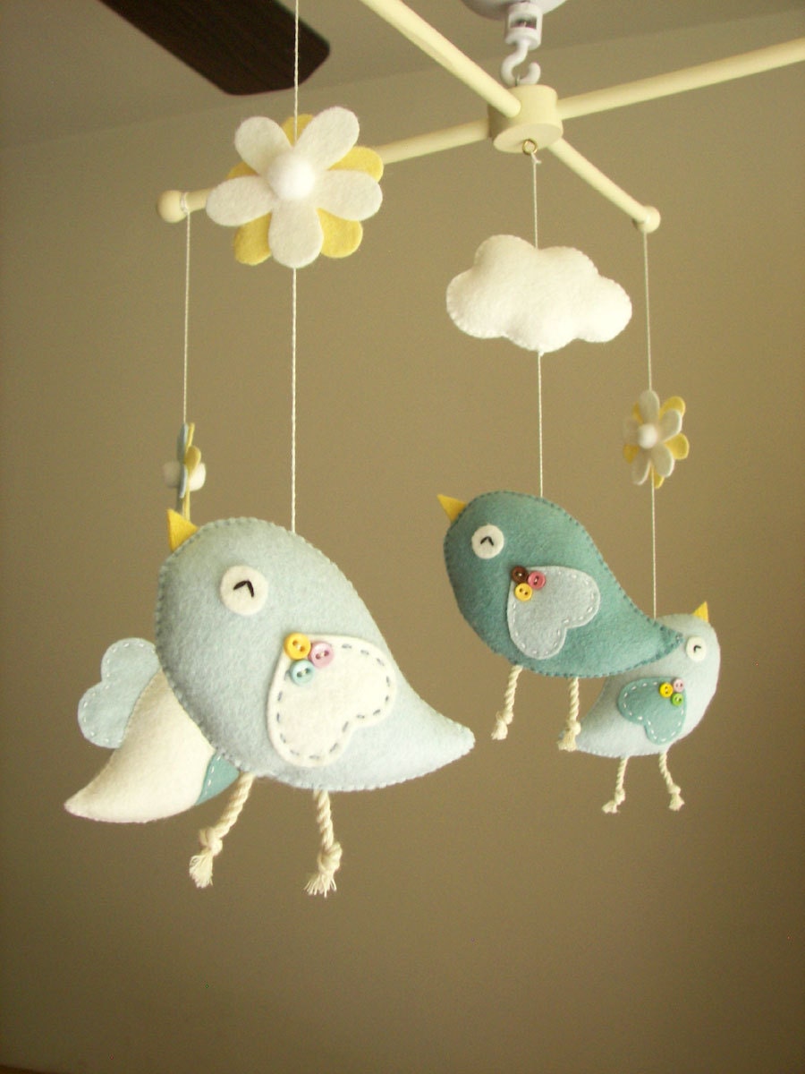 Baby krippe mobile vogel mobil mobile fühlte von feltnjoy auf etsy