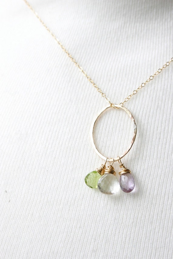 Gold mother's necklace gold birthstone necklace mother