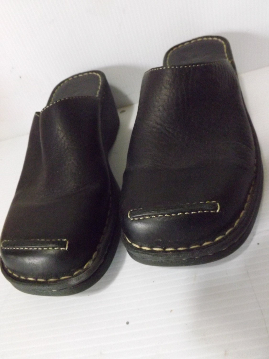 BJORNDAL LEATHER CLOGS Mules Shoes Black Handmade