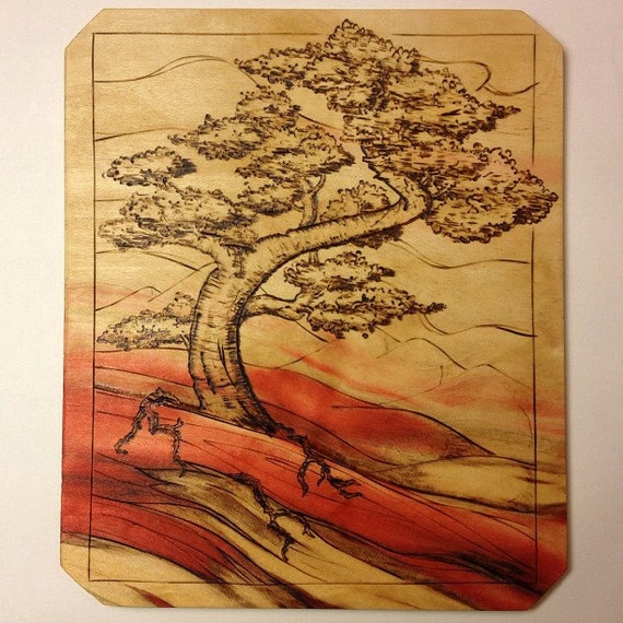 EXCLUSIVE CUSTOM Bonsai Tree Wood Burning by PeterDraws on Etsy