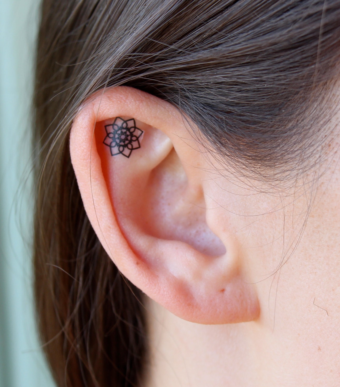 Flower Ear Tattoos Temporary