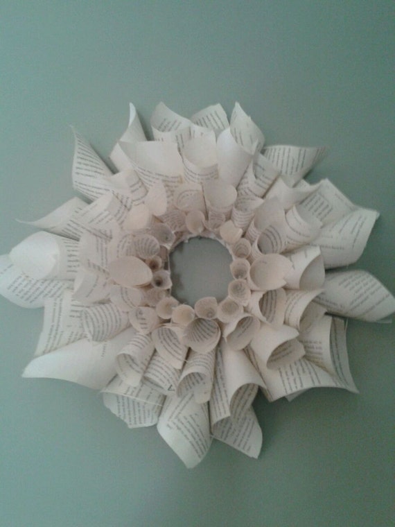 Paper Wreath by HideawayBooks on Etsy