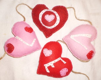 Items similar to Pink -amie- Handmade Felt Love Heart on Etsy