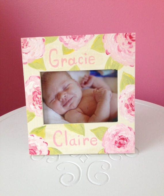 Items similar to Hand painted personalized picture frame, holds 4x6