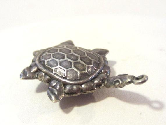 Antique Vintage sterling silver Turtle pendant