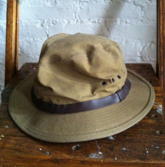 Vintage 1980's Filson tin cloth oiled Packer Hat by foundbyjade