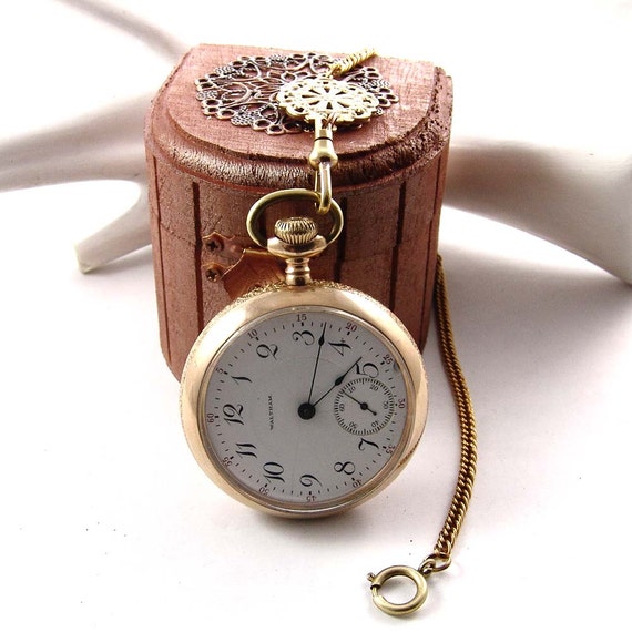 Mens Vintage Antique 1903 Waltham 17J Lever Set Pocket Watch 18s B&B ...