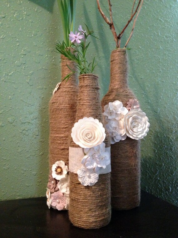 Items similar to Wine Bottle Vases on Etsy