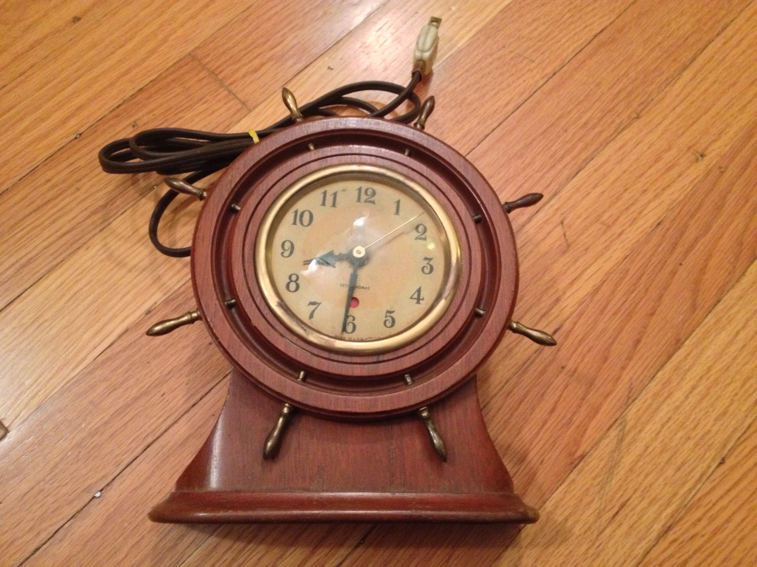 Vintage Seth Thomas Nautical Mantel Clock Desk Table Clock