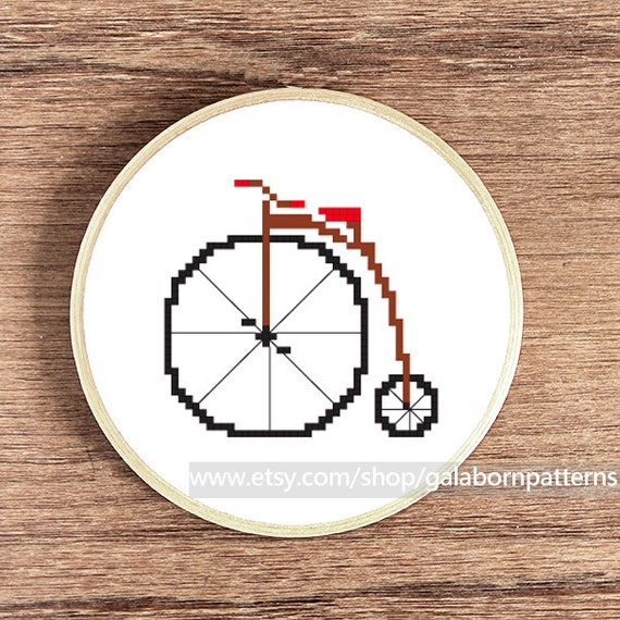 Items similar to Vintage bicycle - PDF counted cross stitch pattern ...