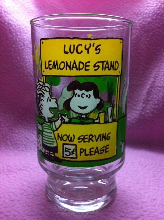 Snoopy Vintage Drinking Glass Lucy's by MySnoopyCollection on Etsy