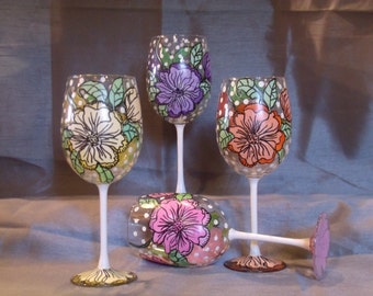 Hand painted wine glasses