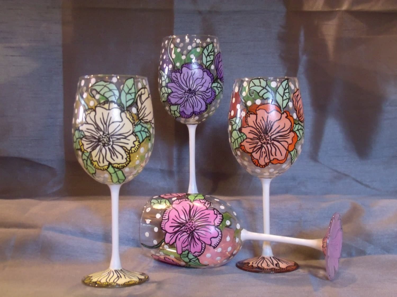 Hand painted wine glasses