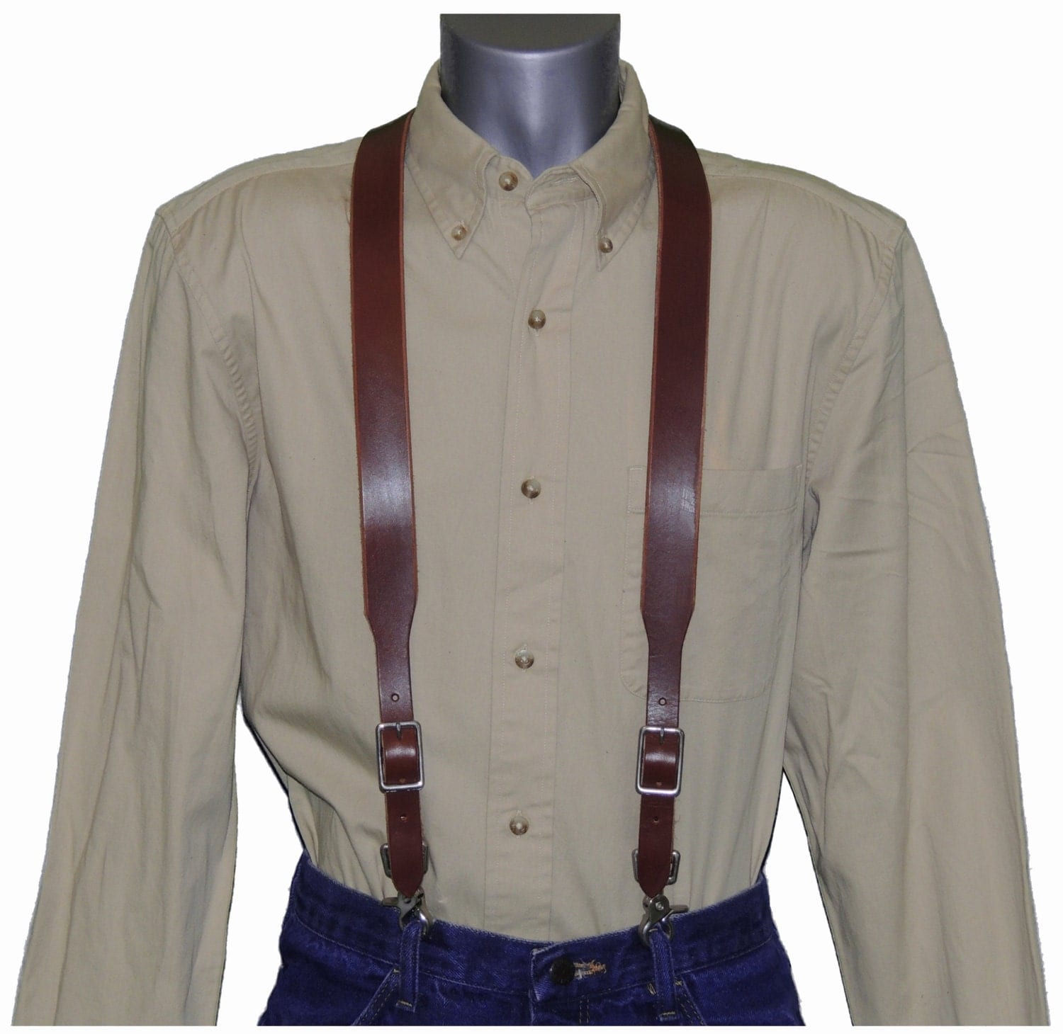 Brown Leather Suspenders by NoSlipSuspenders on Etsy
