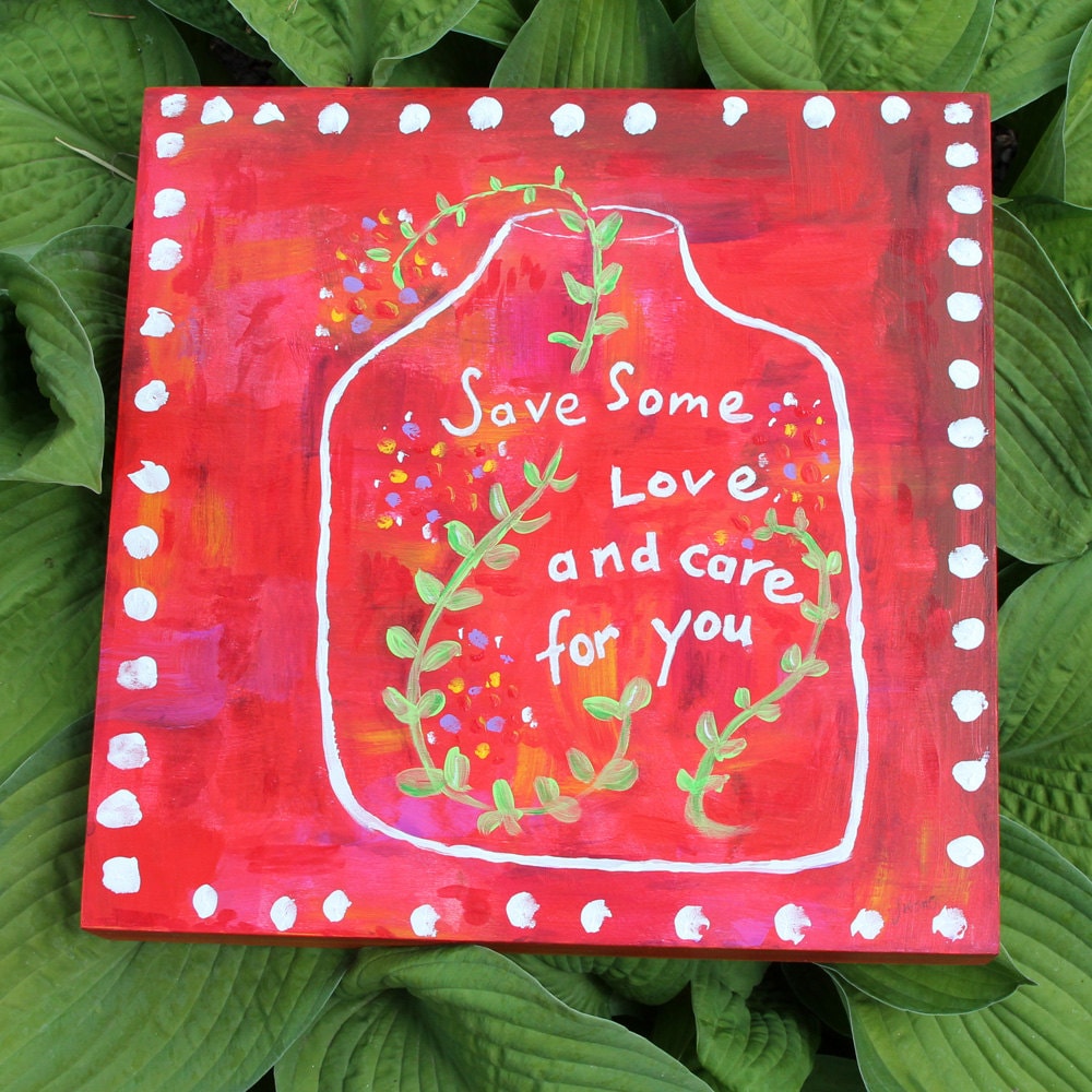 save some love and care for you, plant painting on wood #art #illustration #selfcare #mentalhealth
