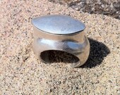 Chunky Almond Shaped Gris-Gris Amulet Silver Ring