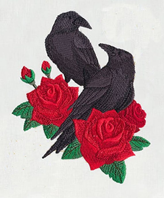 Intricate Gothic Ravens and Roses Fully by TheCrochetTowel on Etsy