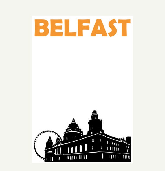 Belfast Poster 12x18 / 13x19 Northern Ireland Art by Pomalia
