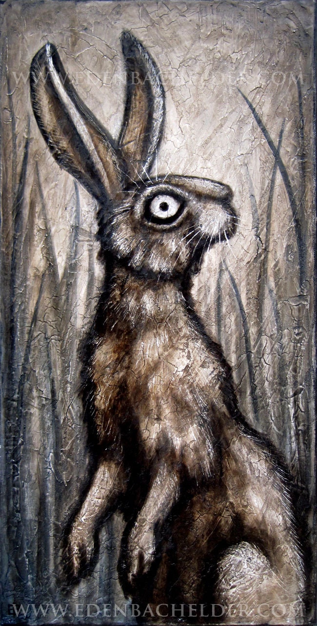 Standing Hare signed and matted print from an original