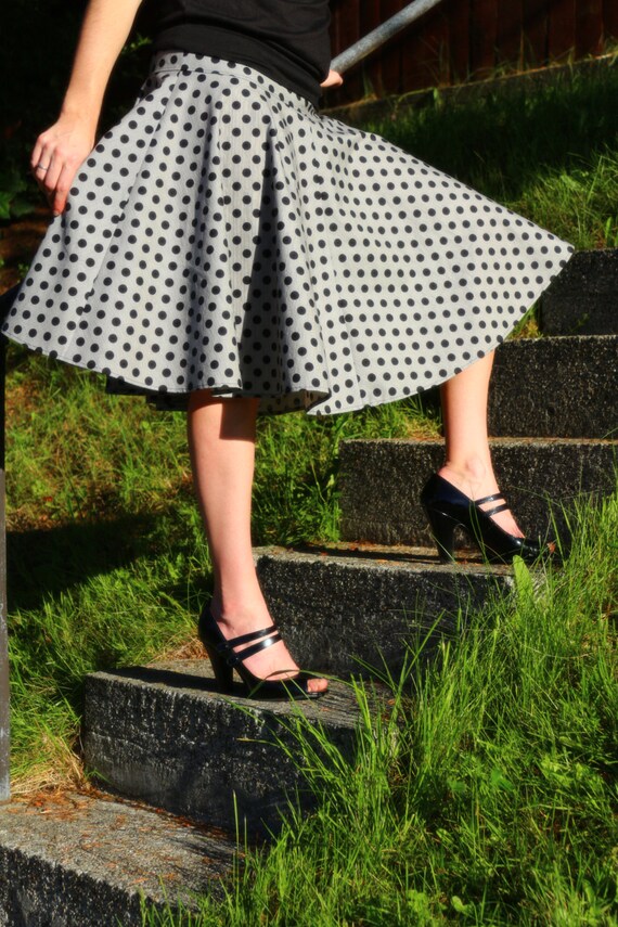 white skirt black dots